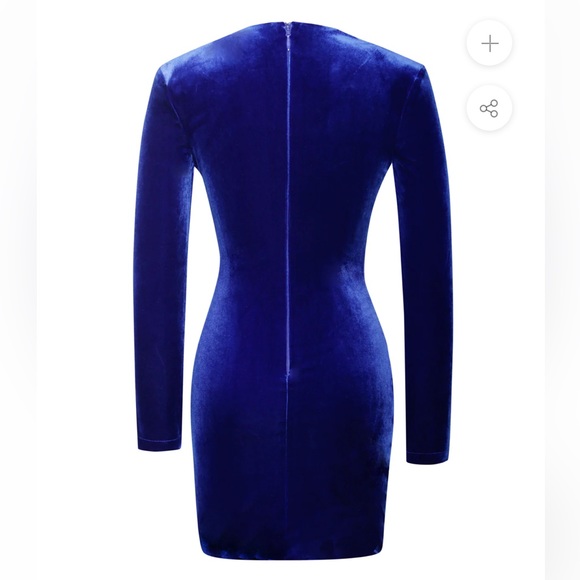 Royal Blue Long Sleeve Corset Velvet Dress NWOT Small - Picture 8 of 8